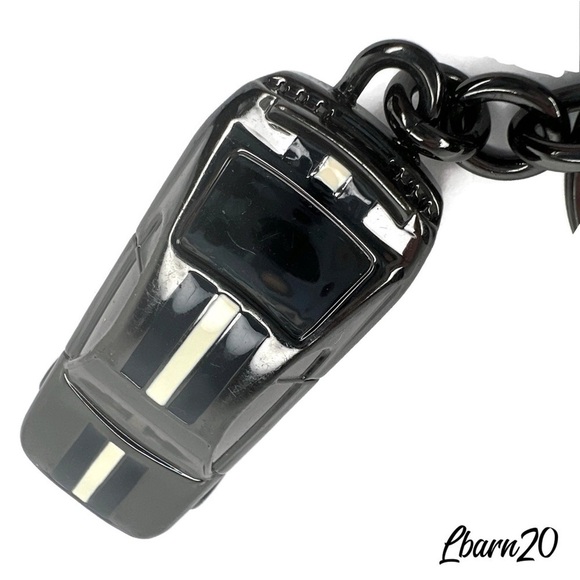 Coach Car Keychain Fob Camaro Matte Black Striped Sports Rare Gift for Dad Mens - Picture 5 of 6